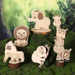 Bloques de construcción educativos de madera con forma de animales para niños, juguetes de aprendizaje temprano de 2 a 4 años, decoración del hogar, regalo unisex - Product Image 1