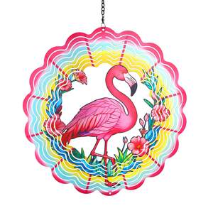 Flamingo Metall Wind Spinner hängen Garten 12 Zoll 3D kinetische Skulptur für Weihnachten <span class=keywords><strong>Outdoor</strong></span>-Dekor <span class=keywords><strong>House</strong></span> Yard Dekorationen - Product Image 5