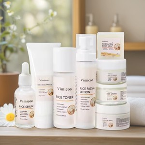 Kit de Soins Visage au Riz Bio 8 Pièces/Ensemble Marque Blanche – Éclaircissant, Hydratant, Anti-rides – Cosmétiques Beauté - Product Image 1