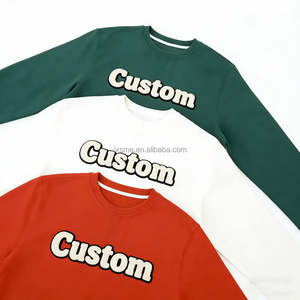 Custom <strong>Chenille</strong> Embroidery Logo <strong>Jumper</strong> Patchwork Pullover French Terry Cotton Crew Neck Sweatshirt for Men - Product Image 4