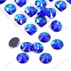 Oleeya Factory Wholesale <b>Top</b> Quality 5A Bevel Round Rivoli Glass <b>Crystal</b> AB Sew on Rhinestones With 2 Holes for Clothing DIY - Product Image 6