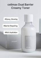 Crème tonique double barrière Celimax à texture crémeuse et lactée, hydratation longue durée, infusée aux neuroamides et peptides