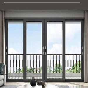 Three-Track Heavy-Duty Aluminum Sliding Door Double Tempered Glass Sound Insulation Narrow <b>Frame</b> <b>Large</b> Opening - Product Image 2