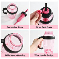 Bouteille d'eau en plastique de 1300 ml grande capacité avec paille, infuseur à thé, poignée, anti-fuite, pour sport et gym, personnalisable avec logo – Vente en gros