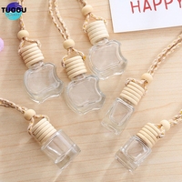 Couvercle en bois de ventilation à diffusion chaude pendentif en verre vide 5ml 10ml désodorisant carré odeur de roseau conteneur de bouteille de parfum de voiture