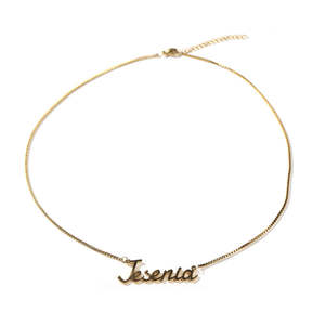 여성과 남성을 위한 유행 스테인레스 스틸 이름 플레이트 금도금 상자 체인 맞춤 DIY 보석 목걸이 - Product Image 2