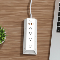Stop Kontak Ekstensi Listrik Multi Plug Standar Industri AS dengan 12 Stop Kontak AC, 2 USB-A, 2 USB-C, Proteksi Lonjakan Arus MOV, 15A