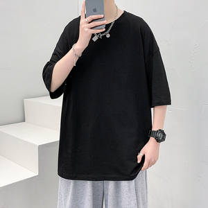 T-shirt Homme Noir Oversize de Haute Qualité, Grammage Lourd, Vente en Gros, Personnalisable avec Broderie - Product Image 2