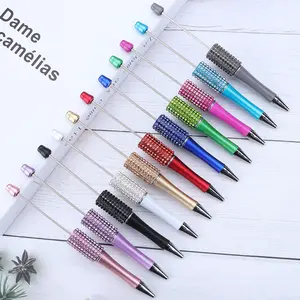 Bolígrafo de cuentas hecho a mano creativo DIY diamante colorido cristal joyería cuentas 1,0mm novedad bolígrafo de plástico barra en blanco bolígrafos decorados