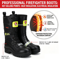 Bottes de sauvetage standard unifiées anti-choc, anti-perforation, isolées 5000V, réfléchissantes, pour pompiers et travail d'urgence