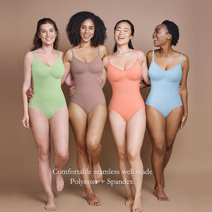 ชุดบอดี้สูทไร้ตะเข็บราคาถูกสำหรับผู้หญิงไซส์ XXL-XXXL แบบไม่มีแขน คอวี ช่วยกระชับสัดส่วนและเก็บหน้าท้อง - Product Image 5