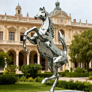 Yaşam boyutu paslanmaz çelik at heykeli oyma cilalı döküm kaynaklı kaplama boyalı hayvan heykelcik ayakta Metal heykel - Product Image 4