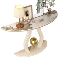 Meubles de salon Base en métal Dalle de roche Top Couloir Table d'entrée Marbre doré Table console de luxe Tables console modernes