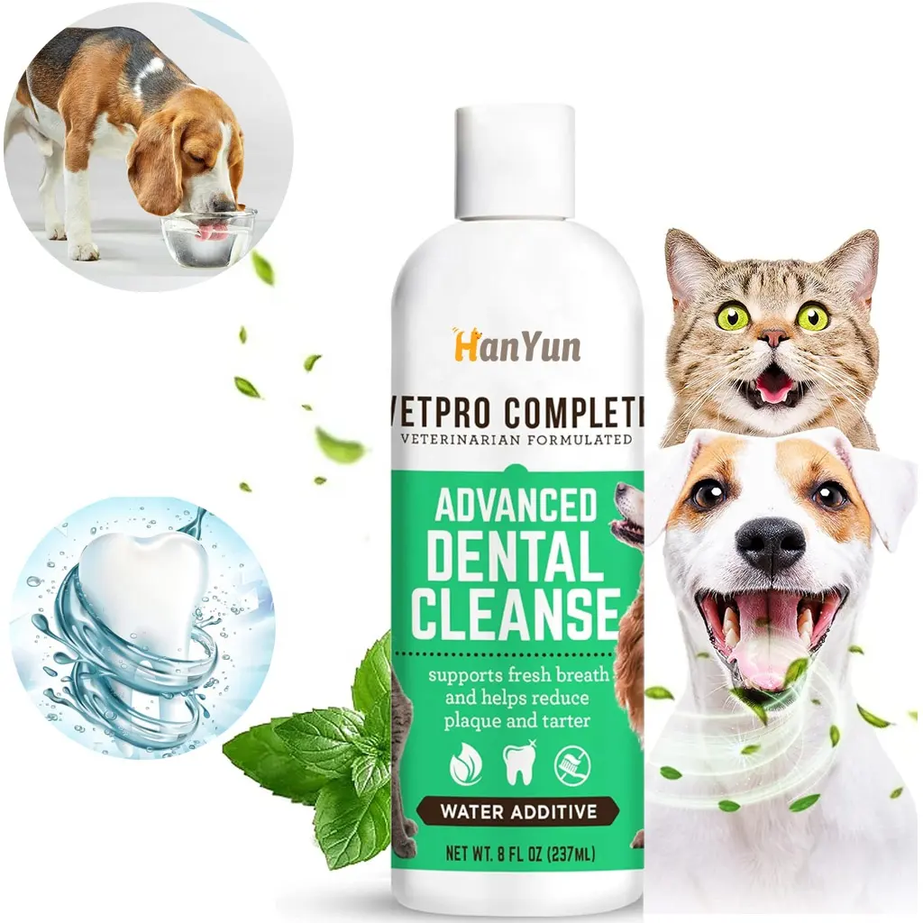 개와 고양이가 치아와 잇몸과 건강을 유지하기 위한 OEM/ODM 구강 치과용 물 첨가제, 숨을 쉬게 하고, 애완 동물 플라크 및 타르타르 퇴치, 소란 없음