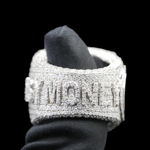 แหวนมอยส์ซาไนต์รอยัลสำหรับแหวนกษัตริย์ ชุบเงิน หรูหรา สไตล์ฮิปฮอป แหวนเพชรโมอิสซาไนต์สำหรับผู้ชาย - Product Image 2