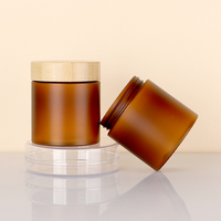 Récipient d'emballage pour crème au beurre corporel Bouteilles d'emballage 150ml 250ml Ambre Cosmétique pour animaux de compagnie 5oz 8oz Pot en plastique PET avec bouchon à vis Couvercle en bambou