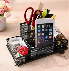<span class=keywords><strong>Organisateur</strong></span> de <span class=keywords><strong>bureau</strong></span> en métal de haute qualité 2026, populaire, avec porte-stylos et porte-notes en maille - Product Image 2