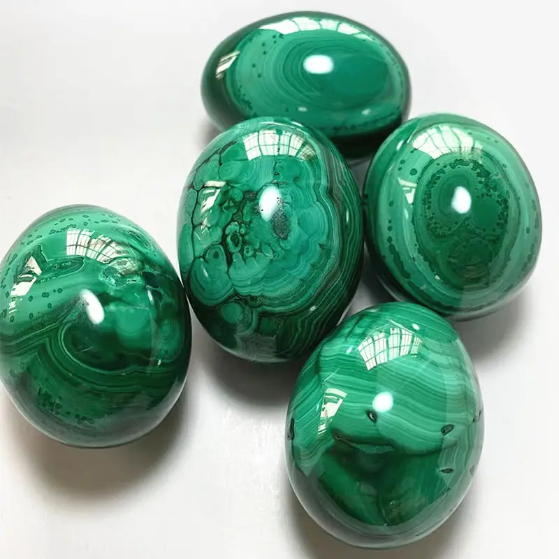 Wholesale natural polished crystal stone ball green malachite egg shaped for sale