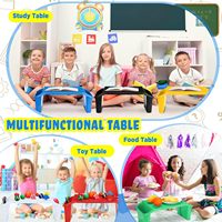 Bureau portable en plastique, plateau d'activités avec rangement latéral, bureau en plastique empilable pour dessin, étude, repas et activités