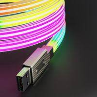 Kabel Data USB Type-C Pengisian Cepat 60W 100W Berkualitas Tinggi, Dapat Disentuh, 12V 5A, Lampu LED, Kabel Data Silikon