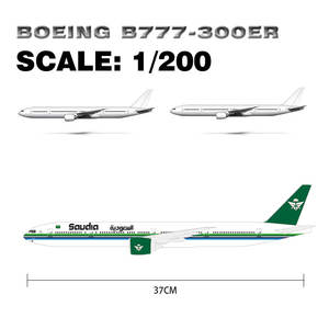 Modelo de Avión Boeing 777-300ER de Saudi Airlines a Escala 1:200, Hecho a Mano en Resina, Adorno de Escritorio - Product Image 2