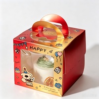 Boîte à pâtisserie pour boulangerie, emballage cadeau de fêtes, impression de logo personnalisé, boîte à gâteau d'anniversaire, fenêtre transparente en PET, poignée portable, emballage pour desserts