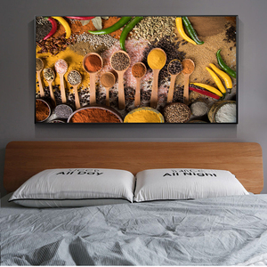 Tableaux sur toile murale « Épices sur la table », Affiches et impressions décoratives pour cuisine, Peintures murales modernes sur toile, Cuadros - Product Image 3