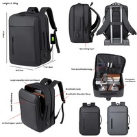 Nueva Mochila de Viaje Ligera, Premium, Expandible, Impermeable, de Gran Capacidad, con Logotipo Personalizado, Carga USB, para Negocios