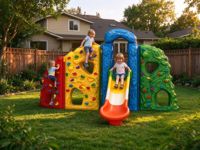 Mur d'escalade pour enfants avec toboggan, équipement de terrain de jeu en plastique pour l'extérieur, structure d'escalade pour maternelle