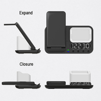 Base de Carga Inalámbrica 3 en 1 Plegable de 10W 15W Qi con Reloj Despertador y Luz Nocturna para Apple Airpods y Samsung Galaxy Buds