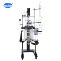 Réacteur en verre à double enveloppe de 50 L, cuve de réaction sous pression, pompe pour distillation à reflux, produits chimiques