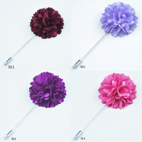 Broche élégante en satin coloré multi-couches en forme de fleur d'hortensia sur longue tige, épingle de revers pour costume de gentleman, idéale pour mariages et occasions formelles