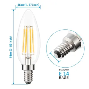 kühlen weiß filament led-lampe Suppliers-Großhandel Energie sparer 4 Packungen LED-Kerze C35 4W 400lm Glühbirne Dimmbare 2700k Kerze LED-Lampen