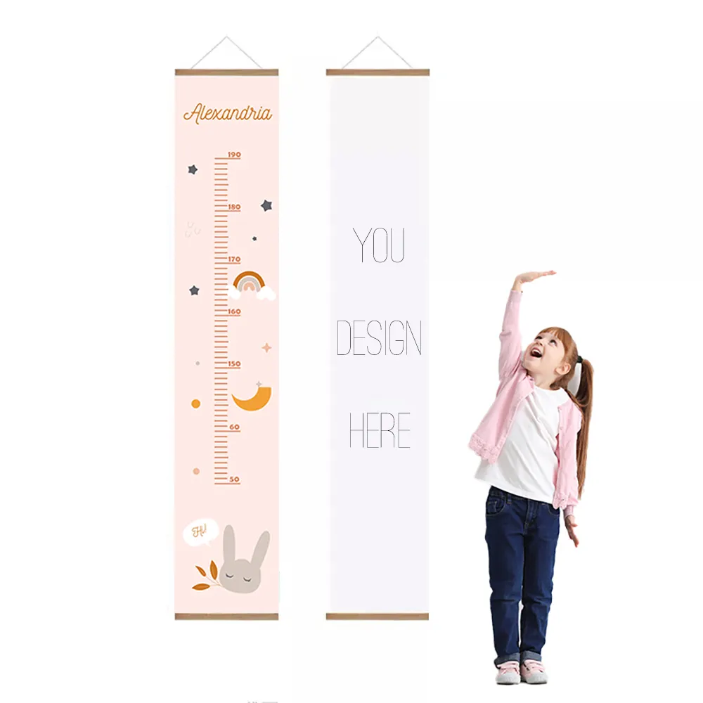 Canvas Kids Growth Chart 79"x7.9" Height Chart You Design Pattern for Children for Measurement Wall Decor