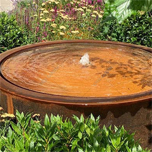 Fontaine d'eau artificielle en acier corten au design contemporain, élément d'aménagement paysager extérieur, cascade murale, bassin avec éclairage LED - Product Image 2