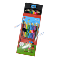 Ensemble de crayons de couleur en bois avec logo personnalisé 12 couleurs pour dessin Ensemble de crayons de couleur en forme pour écolier