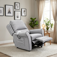 Fauteuil inclinable électrique moderne avec assistance à la levée, en tissu gris clair, télécommande, pour personnes âgées, soutien à la mobilité