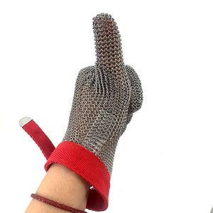 Gants à crochet <span class=keywords><strong>en</strong></span> métal à cinq doigts <span class=keywords><strong>de</strong></span> <span class=keywords><strong>boucher</strong></span> 304L fil d'acier inoxydable <span class=keywords><strong>maille</strong></span> résistante aux coupures Contact alimentaire technique tissée chaîne mail - Product Image 4