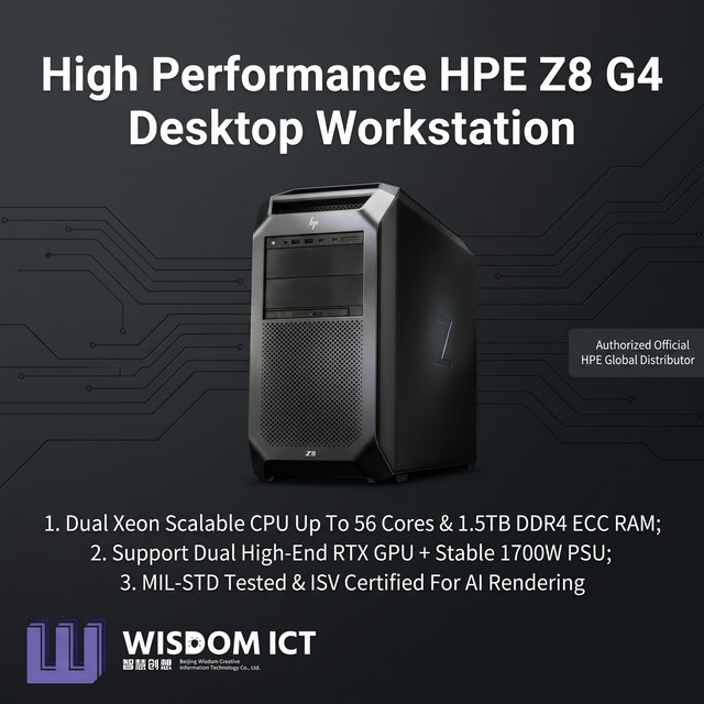 High Performance HPEs Z8G4 Desktop Workstation Dual CPU Xeon Scalable RTX GPU Ready AI Deep Learning Computing Tower Workstation