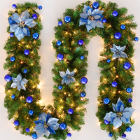 Guirlande de Noël décorative en rotin artificiel pour porte, avec fleurs et plantes