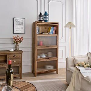 Meuble de rangement latéral en bois massif INNOVA, certifié BSCI, style antique, pour la maison, le salon, la cuisine, avec porte en verre - Product Image 3