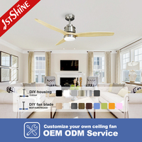 Ventilateur de plafond 1stshine de qualité supérieure, à pales en bois massif, télécommande, haute performance, style luxueux, très bien noté, éco-responsable, avec éclairage LED