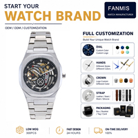 Reloj de Pulsera para Hombre con Logotipo Personalizado, Esqueleto, Bisel Geométrico, Correa de Acero Inoxidable, Cristal Mineral, Resistente al Agua, de Lujo, de Cuarzo