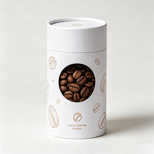 Biodegradable Kraft Cylinder Box Diecut Window Thick Cardboard Tube Coffee Bean Packaging For Wholesale - Product Image 4