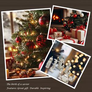 Pyramide de Noël en résine en gros, scène de la Nativité de Jésus avec 9 figurines, crèche, scène de la Nativité artistique peinte à la main, ornement de bureau - Product Image 3