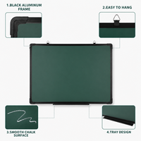 Tableau noir mural vert avec cadre en aluminium noir, tableau d'écriture magnétique pour salle de classe, bureau, école, maison