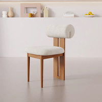 Chaises de salle à manger modernes en bois, très demandées, avec dossier confortable pour restaurants, hôtels et usage domestique - Laine de mouton/Cuir