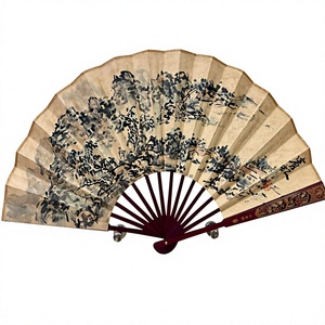 Handmade Wood <b>Natural</b> Folding Fan with Modern Traditional Ink <b>Painting</b> Design Antique Imitation Art Collectible - Product Image 2
