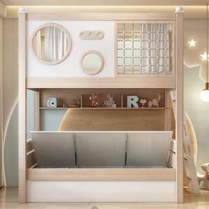 Fábrica JS: Venta al por mayor de lujo asequible, cama litera doble moderna de madera con tobogán, cómoda para uso hotelero. - Product Image 4