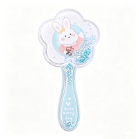 Mini brosse à cheveux en forme de fleur, motif de dessin animé mignon, brosse à cheveux en plastique, portable et facile à transporter pour les filles